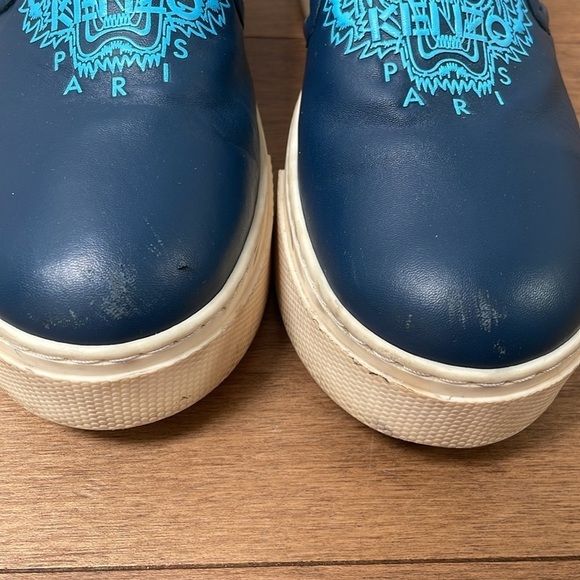 KENZO Tiger platform slip-ons blue marine light Blue leather sneaker sz 8.5 (39) - Picture 3 of 13